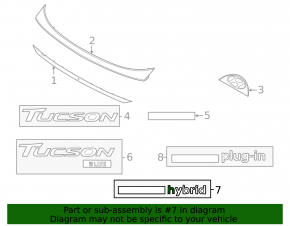 Emblem inscription HTRAC HYBRID trunk door Hyundai Tucson 25-26