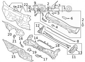 Windscreen wiper grille plastic Subaru Forester 19-21 SK