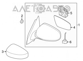 Side mirror right Nissan Pathfinder 13-16 3 pins, graphite