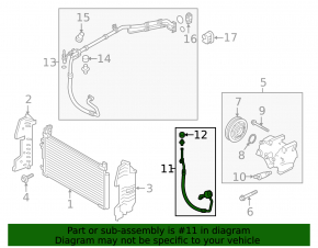 Air conditioning condenser-compressor tube Hyundai Sonata 15-17 2.4
