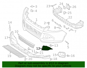 Left front bumper grille for Ford Escape MK3 2013-2016, gloss