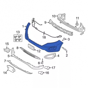 Bare front bumper for a 1915-18 Ford Edge, pre-restored, with parking sensors and a tow hook.