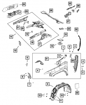 Jeep Cherokee KL 16-20 front right door-wing seal