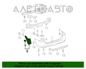 Rear bumper seal left Toyota Highlander 08-10