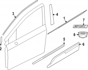 Subaru Crosstrek 2024-26 center front left door glass molding