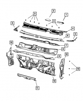 Left windshield wiper seal for Dodge Dart 13-16
