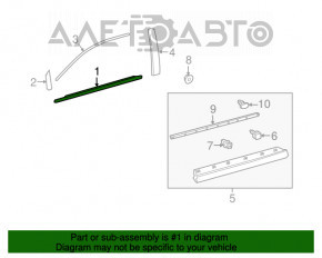 Molding door-glass central front left Lexus RX350 RX450h 16-22 butt