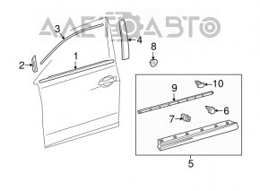 Molding door-glass central front left Lexus RX350 RX450h 16-22 butt