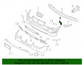 Front bumper lower reinforcement bracket, left, BMW X3 E83 03-10 Without aero package, 2007-10