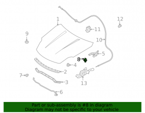 Bracket latch stick support hood Nissan Sentra 20-
