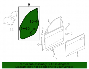 Front left door seal Honda Civic X FC 16-21 4d