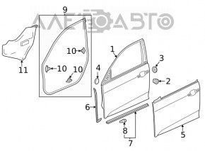 Front left door seal Honda Civic X FC 16-21 4d