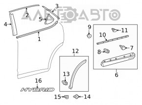 Lower rear right door trim for Lexus RX350 RX450h 16-22