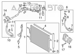 Air conditioning radiator condenser Kia Niro 17-22 HEV, PHEV is crushed