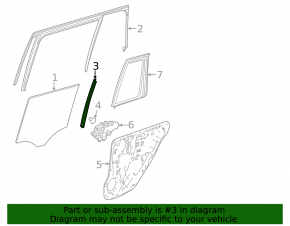 Glass guide for rear right door Mercedes GLS-class X166 13-19