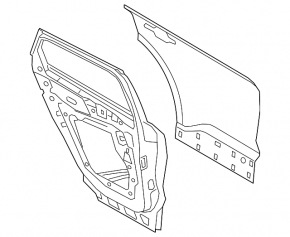 Ford Escape MK4 20-24 rear right door assembly, tinted, red L8, dents, dents, scratches on the trim