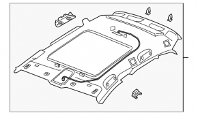Audi E-Tron 19-23 headliner for panoramic windows, gray, Quattro