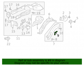 Left upper side member fang bracket Honda Clarity 18-21
