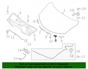 Hood seal front left second part Nissan Rogue 14-20