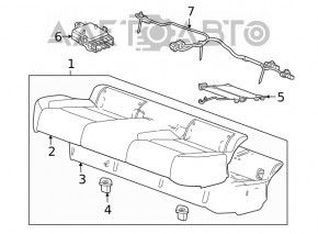 Rear seats, 2nd row, Chevrolet Malibu 16-25, gray leather