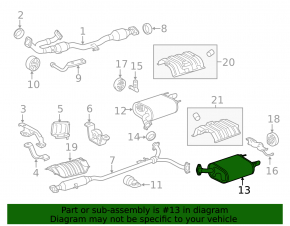 Muffler rear part barrel left Toyota Avalon 13-18 3.5