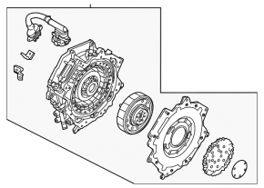 Front cover of automatic transmission Hyundai Ioniq 17-22 HEV, PHEV with electric motor and cable