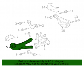 Rear left longitudinal control arm Lexus RX350 RX450H 10-15