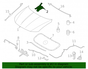 Left hood hinge for Hyundai Tucson 22-25 2.5" USA