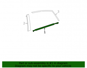 Molding door-glass central rear right Toyota Prius 30 10-15 mat