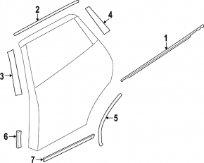 Molding door-glass central rear right Nissan Rogue 07-12