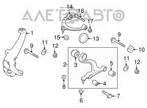 Lower control arm front right Porsche Panamera 14-16 AWD torn silent blocks