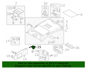 Driver's visor mounting hook VW CC 08-17 grey