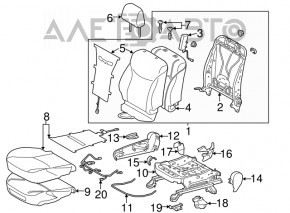 Headrest front left Toyota Prius 30 10-15 leather, dark gray