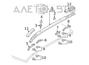 Mitsubishi Eclipse Cross 18-24 longitudinal roof rails for sunroof, complete with overlays