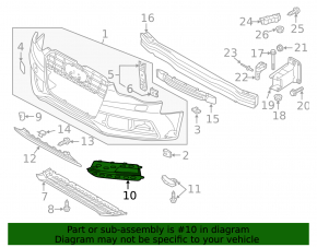 Right front bumper grille for Audi A5 13-16 S-line, under fog lights