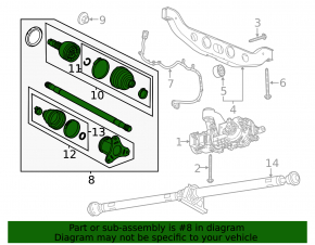 Drive axle shaft rear left Buick Encore 13-19