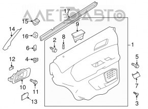 Door trim card rear left Ford Explorer 11-15 pre-rest gray