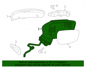 Right side mirror assembly for Mazda CX-3 16-21 6-pin