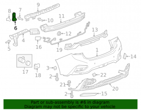 Rear bumper mounting bracket central right Chevrolet Cruze 16-