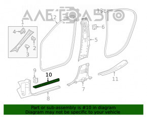 Door sill trim front right outer Mercedes GLA 14-20 with illumination