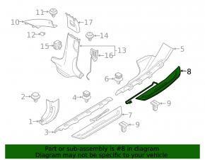 Door sill outer rear left BMW 5 G30 18- eDrive
