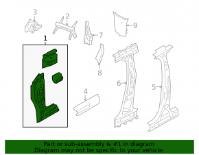 Front right body pillar VW Jetta 11-18 USA