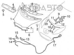 Left Nissan Leaf 13-17 hood scoop trim broken mount