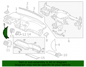 Dashboard side trim left Honda Accord 13-17 black