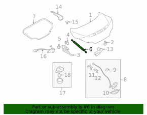 Left trunk lid shock absorber Infiniti G37 08-13 2d, under spoiler