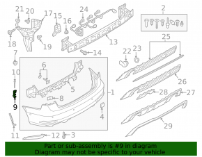Rear bumper mount under the right light for the Audi A3 8V 17-20 4D