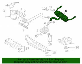 Rear muffler with barrel Audi A3 22-26
