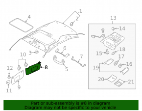 Subaru Outback 10-14 right visor, gray
