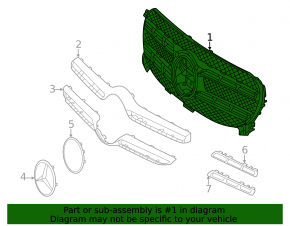 Bare radiator grille for Mercedes GLE 350 450 20-23 under radar, without camera