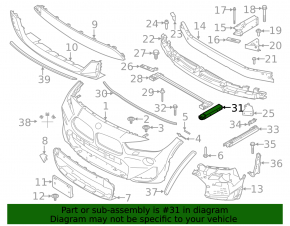 Left front bumper lower reinforcement fang for BMW X1 F48 20-22